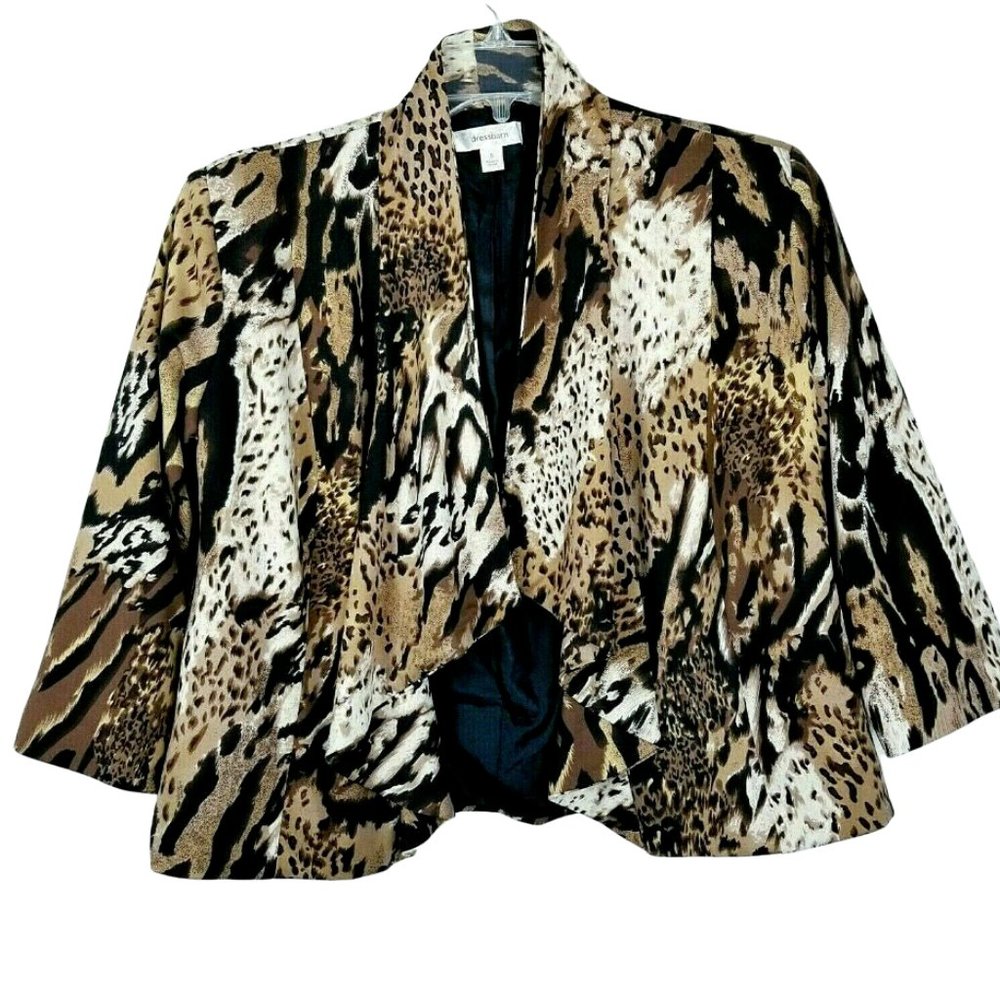 DressBarn Blazer Jacket Size Small Open Front Animal Print
